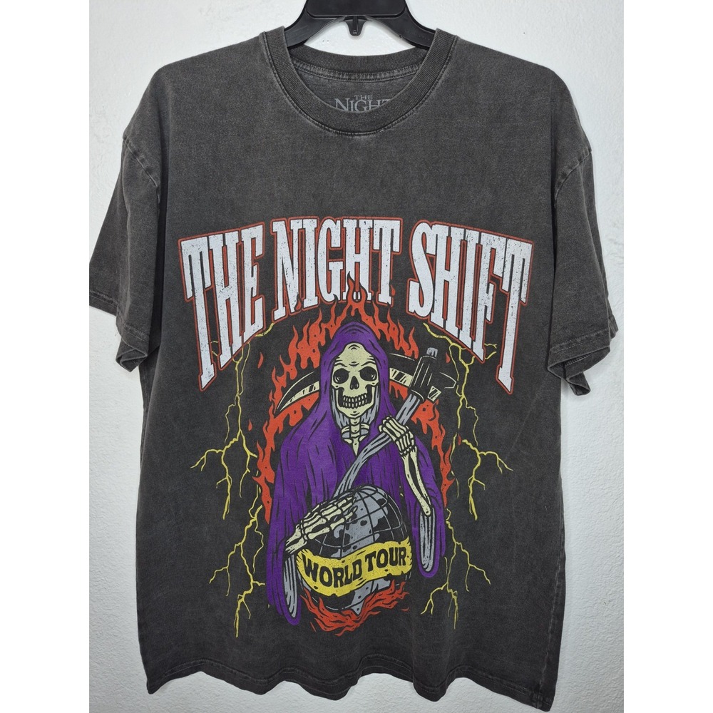 The Night Shift World Tour Shirt Mens Medium Charcoal Grey Oversized